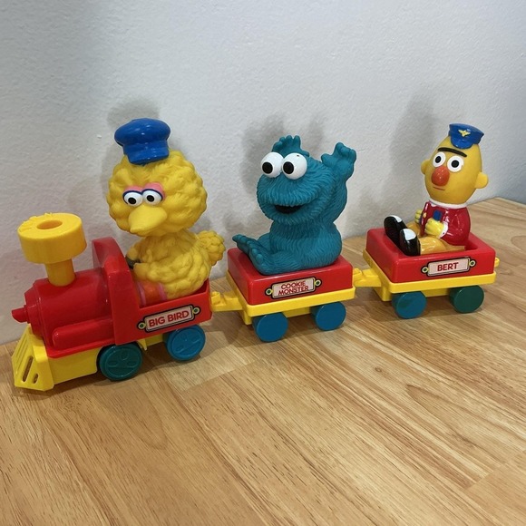 Other - Vintage 1989 Illco Sesame Street Toy Train Big Bird, Bert and Cookie Monster